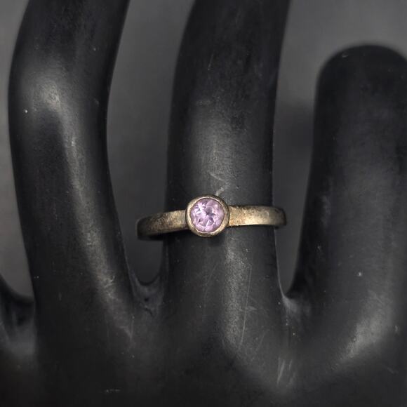 Sterling Silver Amethyst Ring Size 6 925 Signed PB Dainty Petite Vintage - Picture 1 of 8